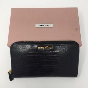 MIU MIU EMBOSSED LEATHER WALLET